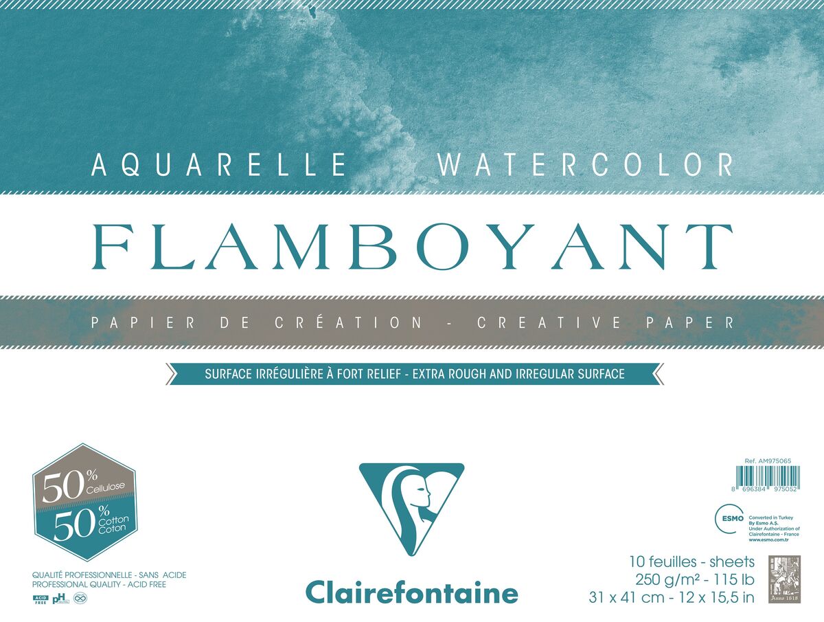 Clairefontaine Flamboyant Sulu Boya Defteri Blok 250 Gr. 31x41 Cm. 10 Yaprak