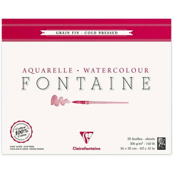 Clairefontaine Fontaine Sulu Boya Defteri Blok %100 Pamuk 300 Gr. 24x30 Cm. 10 Yaprak