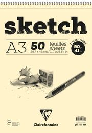 Clairefontaine Ivory Sketch Eskiz Çizim Defteri Üstten Spiralli 90 gr. A3 50 yp. - 1