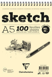 Clairefontaine Ivory Sketch Eskiz Çizim Defteri Üstten Spiralli 90 gr. A5 100 yp.