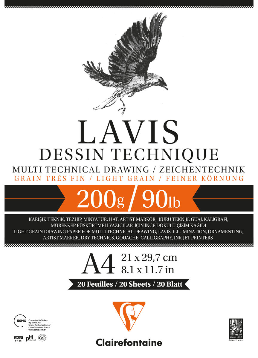 Clairefontaine Lavis Multi Teknik Eskiz Çizim Defteri 200 Gr. A4 20 Yp.