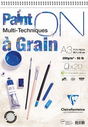 Clairefontaine Paint'On Çok Amaçlı Eskiz Çizim Defteri Üstten Spiralli 200 gr. A3 20 yp. - 1