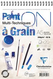 Clairefontaine Paint'On Çok Amaçlı Eskiz Çizim Defteri Üstten Spiralli 200 gr. A5 20 yp. - 1
