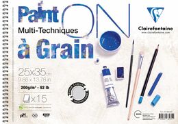 Clairefontaine Paint'On Çok Amaçlı Resim ve Eskiz Çizim Defteri 200 gr. 25x35 cm. 15 yp. - 1