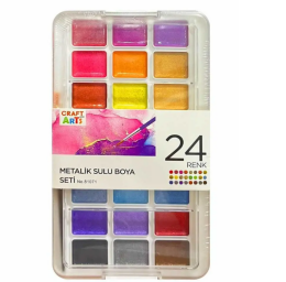 Craft And Arts Tablet Sulu Boya Seti Metalik Renkler 24 Renk x 30 mm. - Craft and Arts