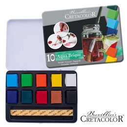 Cretacolor Aqua Brique Profesyonel Tablet Sulu Boya Seti 10 Renk Metal Kutu - Thumbnail