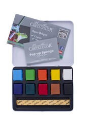 Cretacolor Aqua Brique Profesyonel Tablet Sulu Boya Seti 10 Renk Metal Kutu - 2