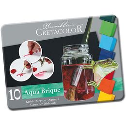 Cretacolor Aqua Brique Profesyonel Tablet Sulu Boya Seti 10 Renk Metal Kutu - 4