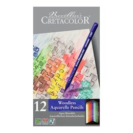 Cretacolor Aqua Monolith Ağaçsız Sulandırılabilr Aquarell Boya Kalemi Seti 12 Renk Metal Kutu