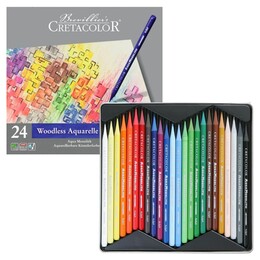 Cretacolor Aqua Monolith Ağaçsız Sulandırılabilr Aquarell Boya Kalemi Seti 24 Renk Metal Kutu - 1
