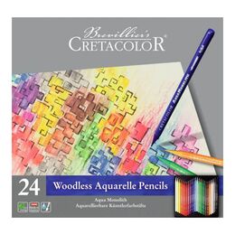 Cretacolor Aqua Monolith Ağaçsız Sulandırılabilr Aquarell Boya Kalemi Seti 24 Renk Metal Kutu