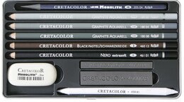 Cretacolor Artino Graphite Drawing Set Karakalem Eskiz Çizim Seti Metal Kutu 10 Parça - Thumbnail