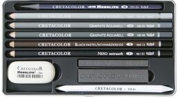 Cretacolor Artino Graphite Drawing Set Karakalem Eskiz Çizim Seti Metal Kutu 10 Parça - 2