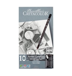 Cretacolor Artino Graphite Drawing Set Karakalem Eskiz Çizim Seti Metal Kutu 10 Parça - Thumbnail