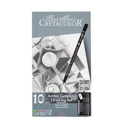 Cretacolor Artino Graphite Drawing Set Karakalem Eskiz Çizim Seti Metal Kutu 10 Parça