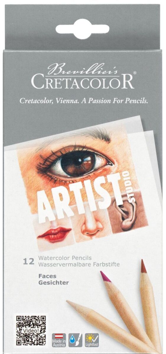 Cretacolor Artist Studio Watercolor Pencils Faces Set 12 Renk Sulandırılabilir Portre Çizim Kalemi Seti