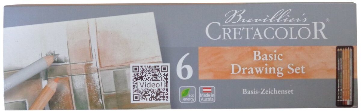 Cretacolor Basic Drawing Set Karakalem Eskiz Çizim Seti Metal Kutu 6 Parça