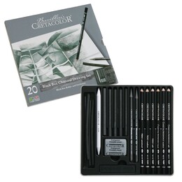 Cretacolor Black Box Charcoal Drawing Set Karakalem Eskiz Çizim Seti Metal Kutu 20 Parça - Thumbnail