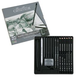 Cretacolor Black Box Charcoal Drawing Set Karakalem Eskiz Çizim Seti Metal Kutu 20 Parça