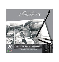 Cretacolor Black Box Charcoal Drawing Set Karakalem Eskiz Çizim Seti Metal Kutu 20 Parça - Thumbnail