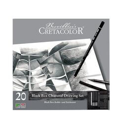 Cretacolor Black Box Charcoal Drawing Set Karakalem Eskiz Çizim Seti Metal Kutu 20 Parça