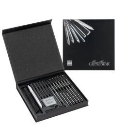 Cretacolor Black Box Premium Karakalem Eskiz Çizim Seti Hediyelik Kutu 20 Parça - Cretacolor