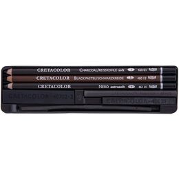 Cretacolor Charcoal Pocket Set Karakalem Eskiz Çizim Seti Metal Kutu 8 Parça