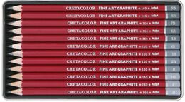 Cretacolor Fine Art Graphite Dereceli Kalem Karakalem Eskiz Çizim Seti Metal Kutu 12'li - 1