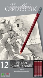 Cretacolor Fine Art Graphite Dereceli Kalem Karakalem Eskiz Çizim Seti Metal Kutu 12'li - Thumbnail