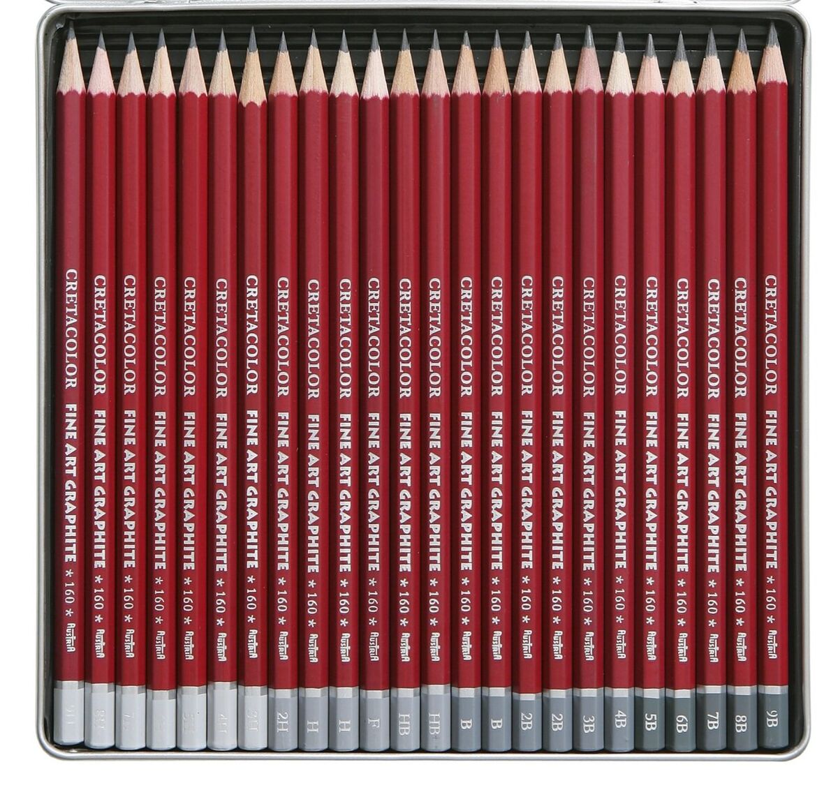 Cretacolor Fine Art Graphite Dereceli Kalem Karakalem Eskiz Çizim Seti Metal Kutu 24