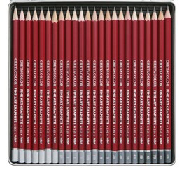 Cretacolor Fine Art Graphite Dereceli Kalem Karakalem Eskiz Çizim Seti Metal Kutu 24'lü - 1