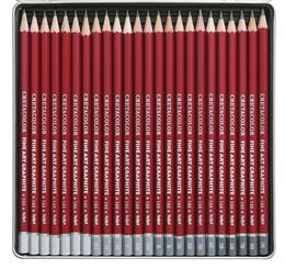 Cretacolor Fine Art Graphite Dereceli Kalem Karakalem Eskiz Çizim Seti Metal Kutu 24'lü - 1