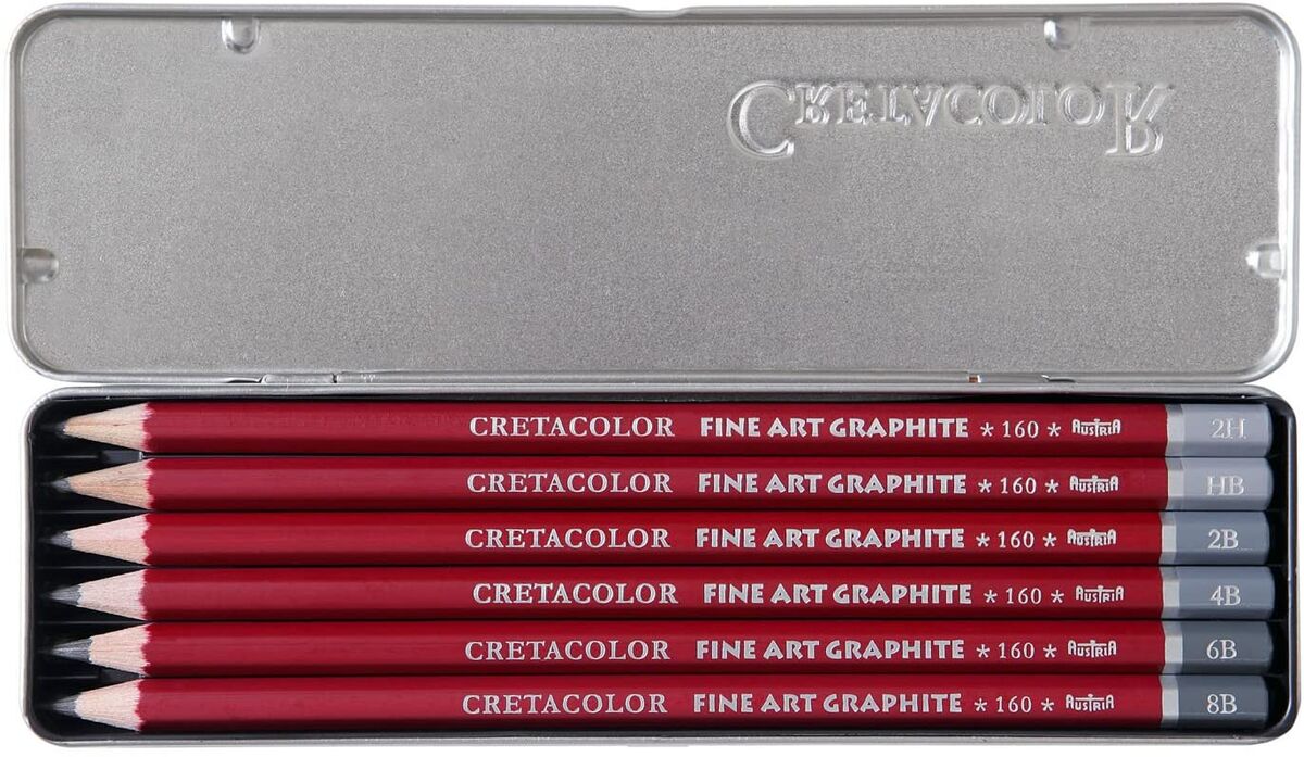 Cretacolor Fine Art Graphite Dereceli Kalem Karakalem Eskiz Çizim Seti Metal Kutu 6