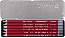 Cretacolor Fine Art Graphite Dereceli Kalem Karakalem Eskiz Çizim Seti Metal Kutu 6'lı - Thumbnail