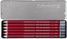 Cretacolor Fine Art Graphite Dereceli Kalem Karakalem Eskiz Çizim Seti Metal Kutu 6'lı - 1