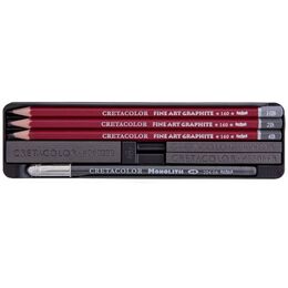 Cretacolor Graphite Pocket Set Karakalem Eskiz Çizim Seti Metal Kutu 9 Parça - 2