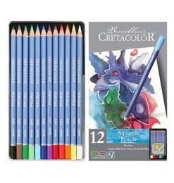 Cretacolor Marino Sulandırılabilir Aquarell Boya Kalemi Seti 12 Renk Metal Kutu - 1
