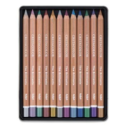 Cretacolor Mega Color Brilliants Metalik Jumbo Kalın Kuru Boya Kalemi Seti 12 Renk Metal Kutu - 2