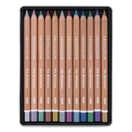 Cretacolor Mega Color Brilliants Metalik Jumbo Kalın Kuru Boya Kalemi Seti 12 Renk Metal Kutu - 2