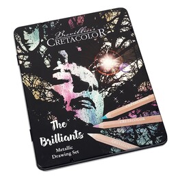 Cretacolor Mega Color Brilliants Metalik Jumbo Kalın Kuru Boya Kalemi Seti 12 Renk Metal Kutu - 3