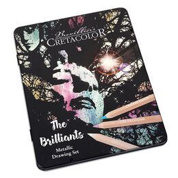 Cretacolor Mega Color Brilliants Metalik Jumbo Kalın Kuru Boya Kalemi Seti 12 Renk Metal Kutu - 3