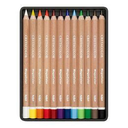 Cretacolor Megacolor Jumbo Kalın Kuru Boya Kalemi Seti 12 Renk Metal Kutu - 2