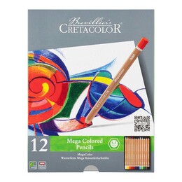 Cretacolor Megacolor Jumbo Kalın Kuru Boya Kalemi Seti 12 Renk Metal Kutu - 3