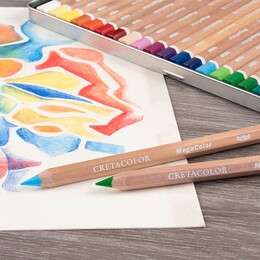 Cretacolor Megacolor Jumbo Kalın Kuru Boya Kalemi Seti 12 Renk Metal Kutu - 4