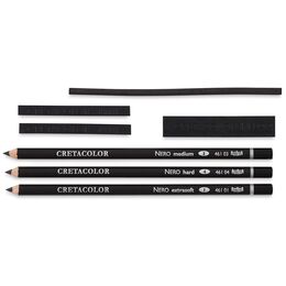 Cretacolor Nero Deep Black Pocket Set Karakalem Eskiz Çizim Seti Metal Kutu 7 Parça