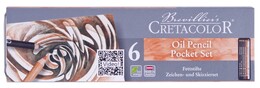 Cretacolor Oil Pencil Drawing Set Karakalem Eskiz Çizim Seti Metal Kutu 6 Parça - 1