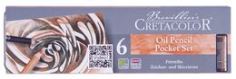 Cretacolor Oil Pencil Drawing Set Karakalem Eskiz Çizim Seti Metal Kutu 6 Parça - 1