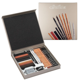 Cretacolor Passion Box Drawing Set Premium Karakalem Eskiz Çizim Seti Hediyelik Kutu 25 Parça - Cretacolor