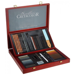 Cretacolor Selection Ahşap Kutulu Profesyonel Karakalem Eskiz Çizim Seti - 1