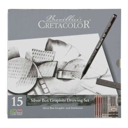 Cretacolor Silver Box Graphite Profesyonel Karakalem Eskiz Çizim Seti 15 Parça Metal Kutu - 2